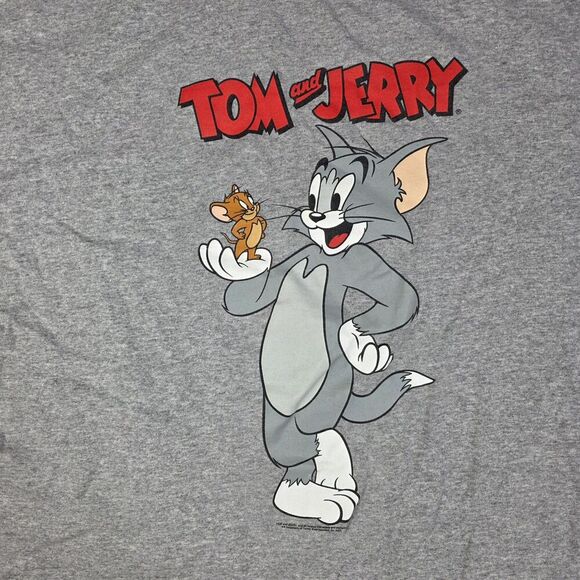 Vintage Tom and Jerry Gray Ringer Cartoon Cat & Mouse T Shirt Men's Size XL - Picture 3 of 6
